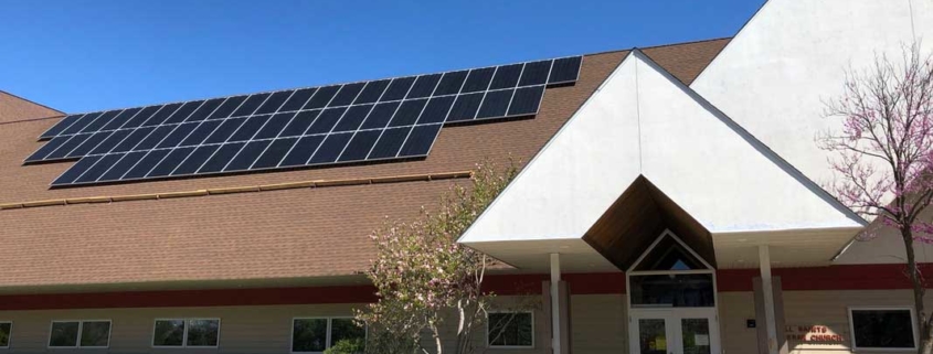 Solar panels on the All Saints Lutheran Church in Fitchburg